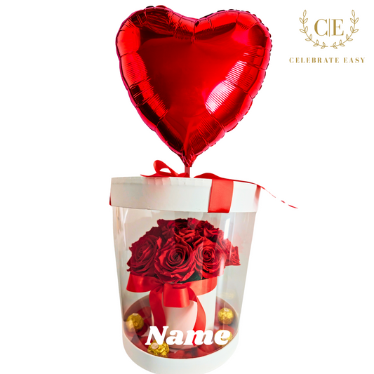 Premium cylinder box with Preserved Roses and chocolates