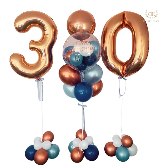 Personalised Bouquet balloon and two numbers with Helium