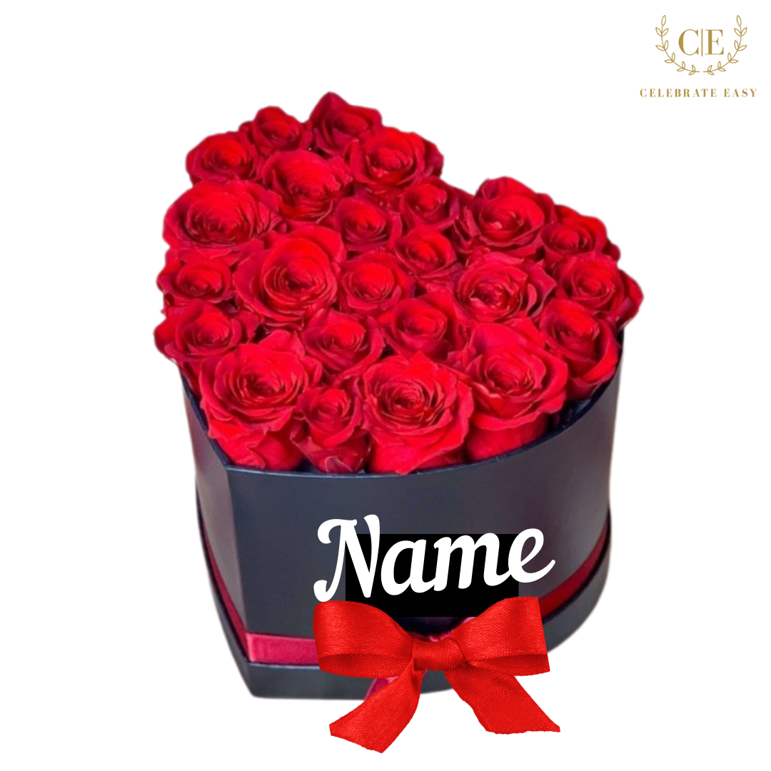 Preserved Red Roses in heart box